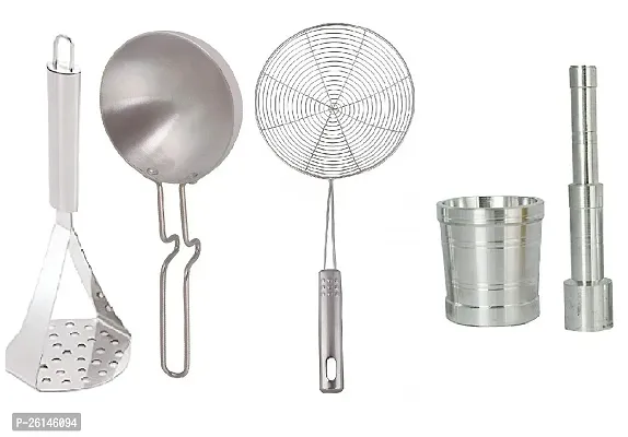 Ss Masher-Silver Tadka Pan-Deep Fry-Alum Khallad Stainless Steel Pressers And Mashers-thumb0