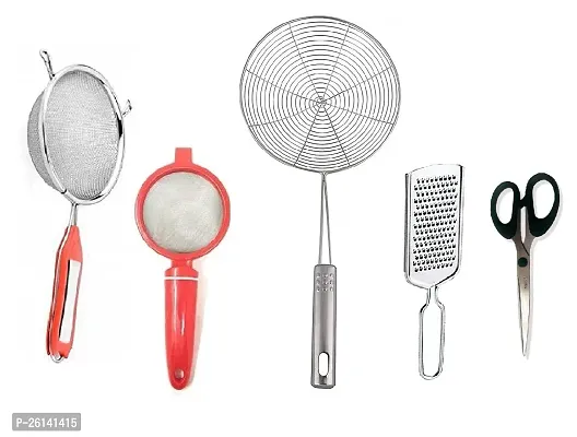 4 No Soup-Plastic Tea Strainer-Jhara-Kamani-Mini Scissors Stainless Steel Strainers And Sieves