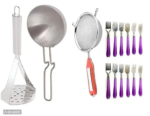 Ss Masher-Silver Tadka Pan-Soup-Lattu Fork 2 Stainless Steel Meat Forks-thumb0