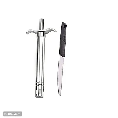 Stainless Steel Gas Lighter With Knife.Pack of 1 Pcs