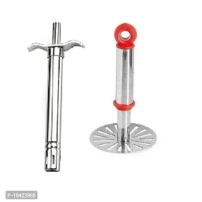 Stainless Steel Gas Lighter  Stainless Steel Pav Bhaji Small Masher.2 Pcs