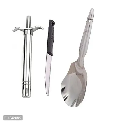 Stainless Steel Gas Lighter With Knife  Stainless Steel Cooking Rice Palta Panja.2 Pcs-thumb0