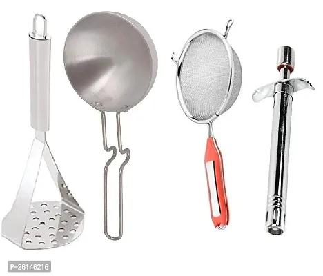 Ss Masher-Silver Tadka Pan-Soup-Lighter Stainless Steel Pressers And Mashers