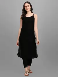 OXIT CLASS Women's Straight Rayon Stitched Kurti with Bottom (Black)-thumb1