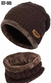 Classy Woolen Beanie Cap with Neck Warmer for Unisex-thumb1