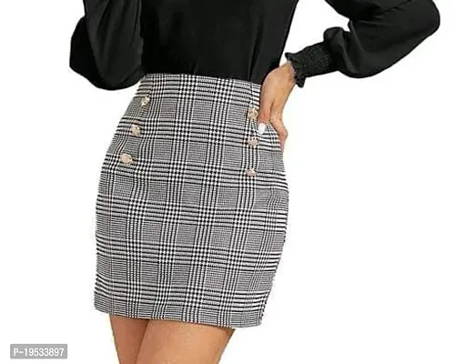 BLACK CHECK SKIRT-thumb0