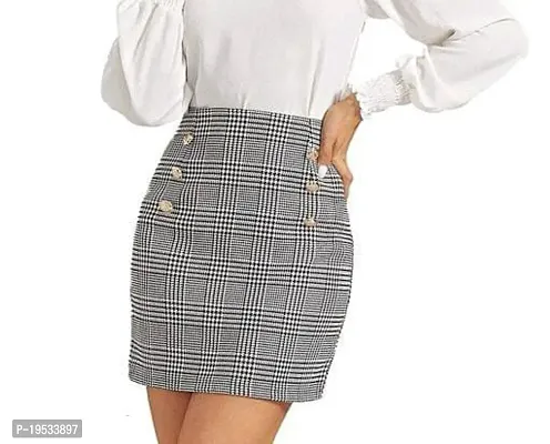 BLACK CHECK SKIRT-thumb3