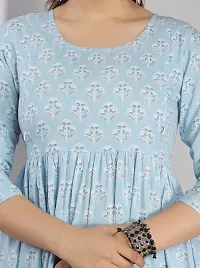 Designer Blue Rayon Printed Flared Maternity Kurta For Women-thumb3