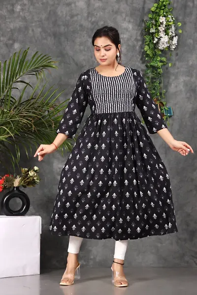 Designer Rayon Flared Maternity Kurta For Women