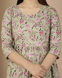 Designer Beige Rayon Printed Flared Maternity Kurta For Women-thumb2