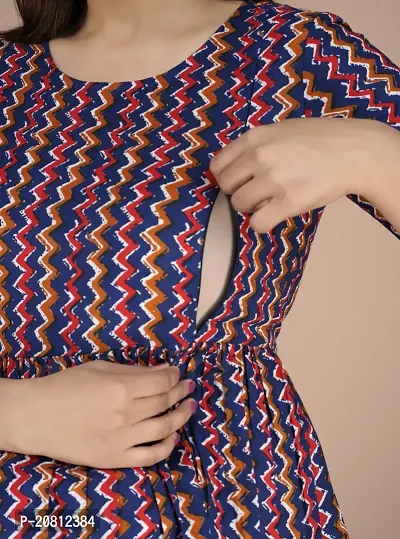 Designer Multicoloured Rayon Printed Flared Maternity Kurta For Women-thumb5