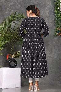 Designer Black Rayon Printed Flared Maternity Kurta For Women-thumb1