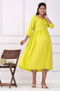 Designer Yellow Rayon Solid Flared Maternity Kurta For Women-thumb2