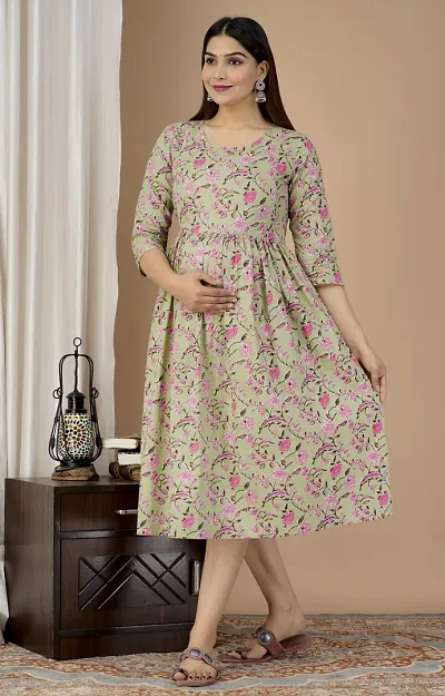 Designer Rayon Flared Maternity Kurta For Women