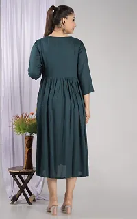 Designer Green Rayon Solid Flared Maternity Kurta For Women-thumb1