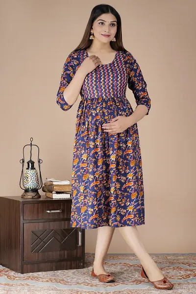 Designer Rayon Flared Maternity Kurta For Women