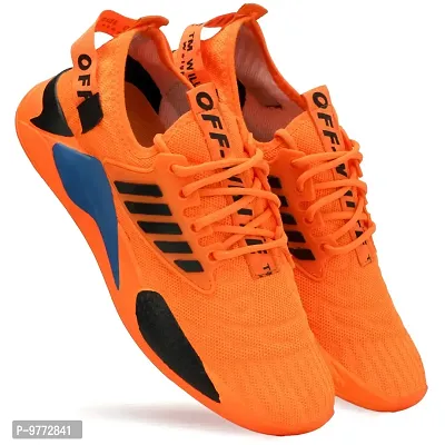 Labbin Men Casual Sneakers Running Sports Shoes in Mesh Lightweight Air Shoes Orange Made in India-thumb4