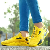 Labbin Men Casual Sneakers Running Sports Shoes in Mesh Lightweight Air Shoes Yellow Made in India-thumb2