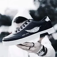 Labbin Mens Casual Sneakers Shoes in Canvas White Sneakers Lightweight Shoes Black-thumb2