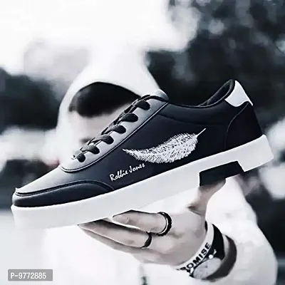 Labbin Mens Casual Sneakers Shoes in Canvas White Sneakers Lightweight Shoes Black-thumb3