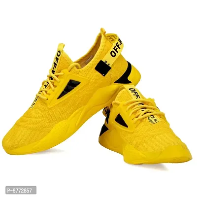 Labbin Men Casual Sneakers Running Sports Shoes in Mesh Lightweight Air Shoes Yellow Made in India-thumb5