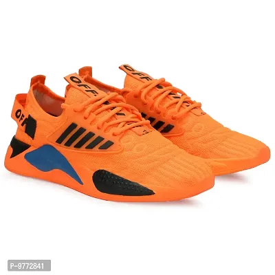 Labbin Men Casual Sneakers Running Sports Shoes in Mesh Lightweight Air Shoes Orange Made in India-thumb0