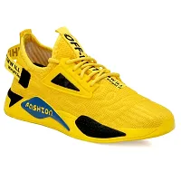 Labbin Men Casual Sneakers Running Sports Shoes in Mesh Lightweight Air Shoes Yellow Made in India-thumb1
