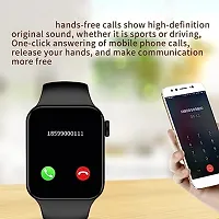 T100 Plus Smart Watch Series 7 HD Pixel Smartwatch, Big Screen with Calling  Notification (Black Strap)-thumb1