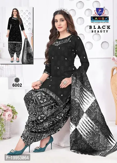 Indo Era Black Cotton Dress With Dupatta