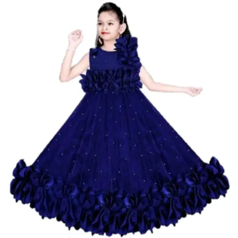 Stylish Net Solid Frocks For Girls