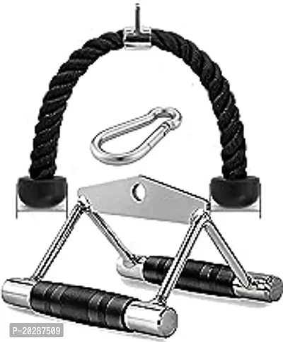 Solid Rowing with Rubber Grip, Chinning Bar, Rope Handle with 1 Safety Lock Free-thumb0