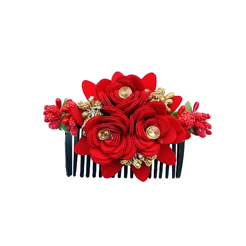 VinshBond Fancy Flower Hair Comb For Woman Girls Hair Accessories for Women in (Pack 01)