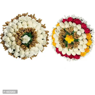 Stylish Multicoloured Paper Flower Gajra For Women And Girls - 2 Pieces