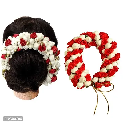 Classic New Fancy Mogra Gajra Bun Flower Hair Gajra Bun Mogra Gajra Juda Bun Hair Accessories Bridal Gajra Combo Multicolor Pack-2-thumb0