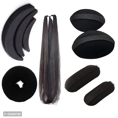 Classic Set Of 9 Hair Accessories For Women/Girls Wedding And Festival For Bun Making And Puff Maker-thumb0