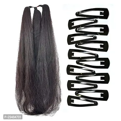 Classic 42 InchS Hair Parandi Choti Hair Extension With 12 Hair Clips Black Hair Accessories