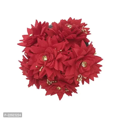 nbsp;VinshBond Fancy Fabric Flower Gajra Bun Artificial Juda Hair Bun Gajra Accessories for Girls  Women Red (Pack   01)