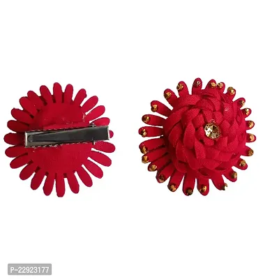 VinshBond New Hair Flower Clips For Women  Girls (Colour  Red Pack 01)