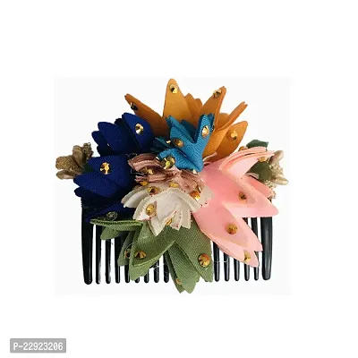 VinshBond Fancy Side Flower Hair Comb Juda Comb Hair clip for bun (Color Multi Pack of 01)-thumb0