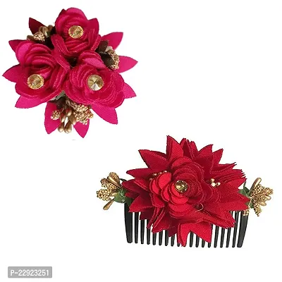 VinshBond New Side Clip Side CombFlower Comb Hair Accessories Combo For Woman Girls  Colour   Multicolour ( Pack 02)