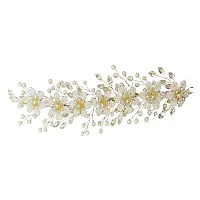 VinshBond Handmade Pearl Floral Hair Accessories Crystals Wedding Headpiece Floral Hair Accessories for Girls and Women (Pack_01)-thumb1