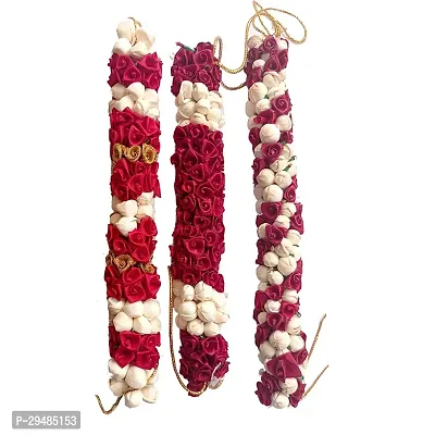 Classic Artificial Flower Gajra Bun Juda Mogra Gajra For Women/ Girls, Pack -3, Multicolor-thumb0