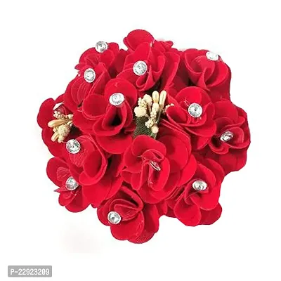 VinshBond Bridal Flower Bun Hair Gajra Accessories For South Indian Wedding Juda Decoration Gajra Colour  Red (Pack Of 1)