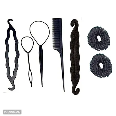 Classic Hair Accessories Tool Kit Set Of 7 With Puff Maker And Curly Bun Juda For Women/ Girls-thumb0