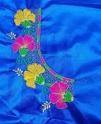 SilkArtShop Havy Embroidery Work Unstitched Blouse Material for Women (Front Side Work) (Back Side Work) (Side Sleeve Work) (ONLY Work Fabric  1 Meter) (Combo of 2) (Blue)-thumb1