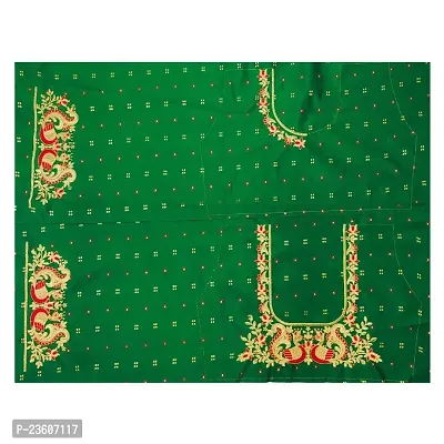 SilkArtShop Havy Embroidery Work Unstitched Blouse Material for Women (Front Side Work) (Back Side Work) (Side Sleeve Work) (ONLY Work Fabric  0.80 Meter (Green))-thumb0