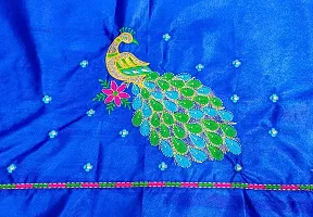 SilkArtShop Havy Embroidery Work Unstitched Blouse Material for Women (Front Side Work) (Back Side Work) (Side Sleeve Work) (ONLY Work Fabric  1 Meter) (Combo of 2) (Blue)-thumb2