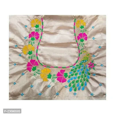 SilkArtShop Havy Embroidery Work Unstitched Blouse Material for Women (Front Side Work) (Back Side Work) (Side Sleeve Work) (ONLY Work Fabric  1 Meter) (Combo of 2) (Gold)