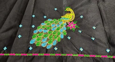 SilkArtShop Havy Embroidery Work Unstitched Blouse Material for Women (Front Side Work) (Back Side Work) (Side Sleeve Work) (ONLY Work Fabric  1 Meter) (Combo of 2) (Black)-thumb2