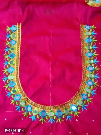 South Style Embroidery Mirror Work Blouse Piece(Un-Stitched)-thumb0